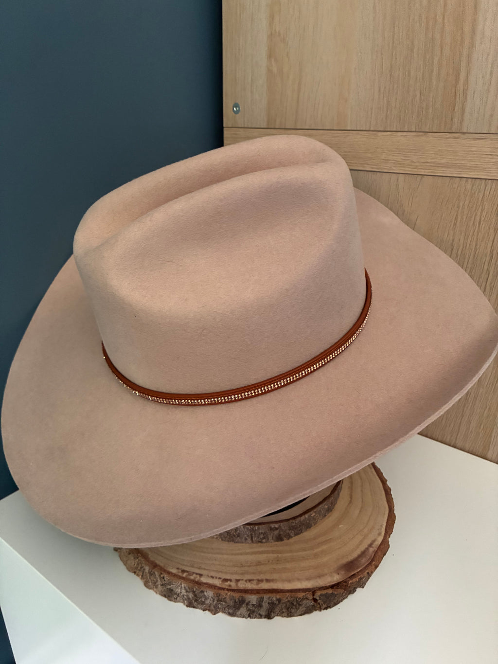 Tan Rhinestone Hat Band