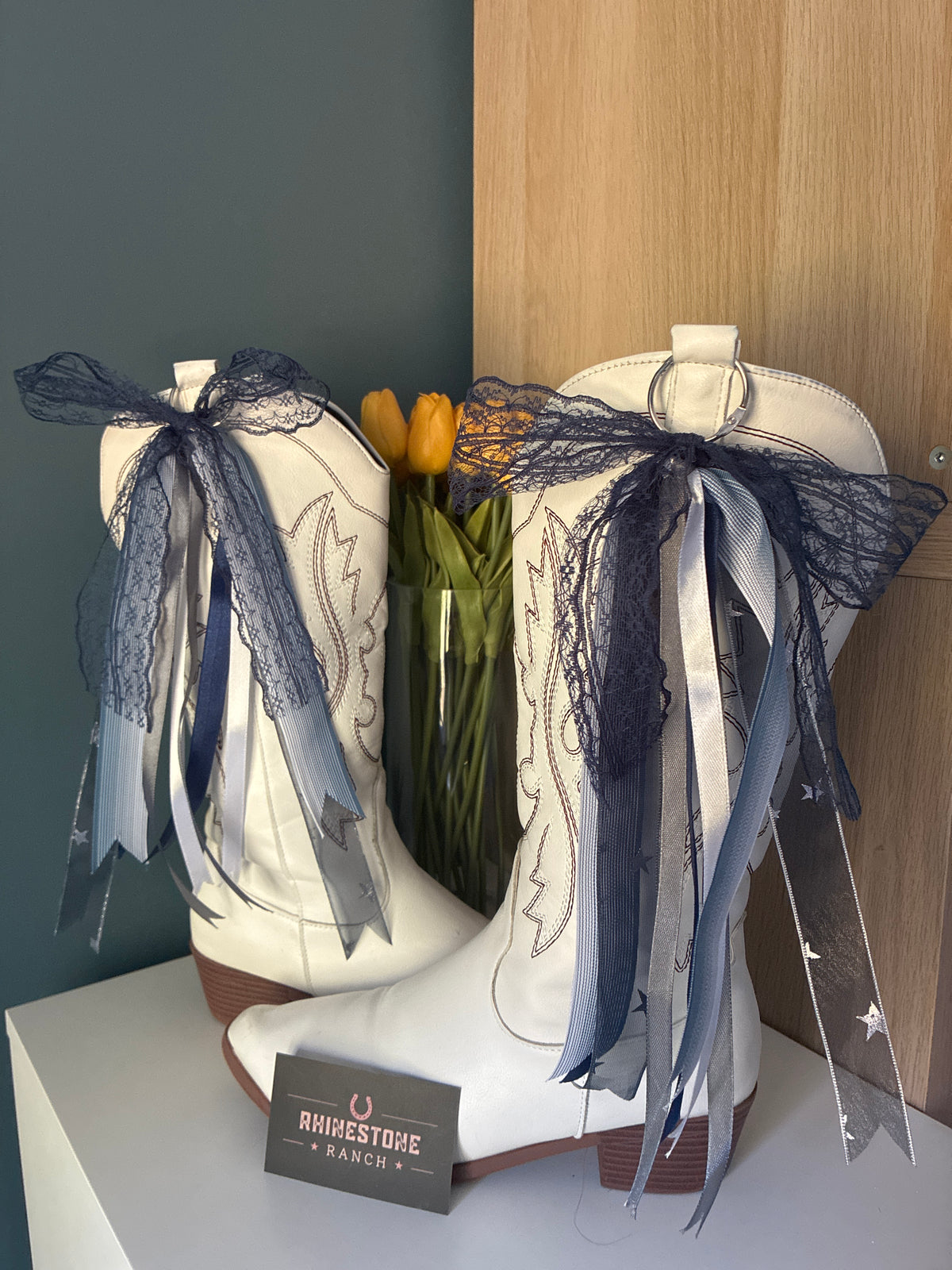 Navy Lace Bows