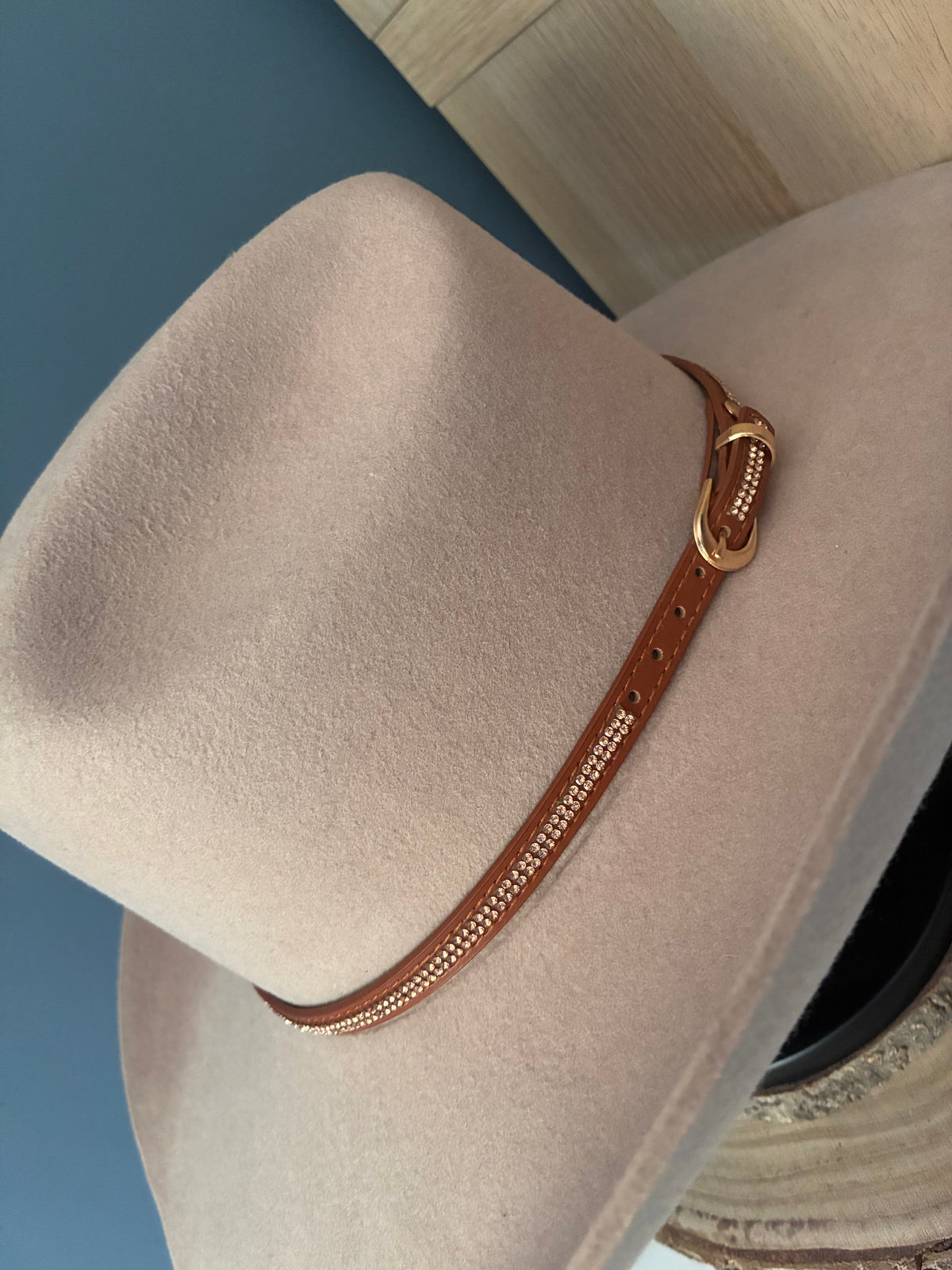 Tan Rhinestone Hat Band