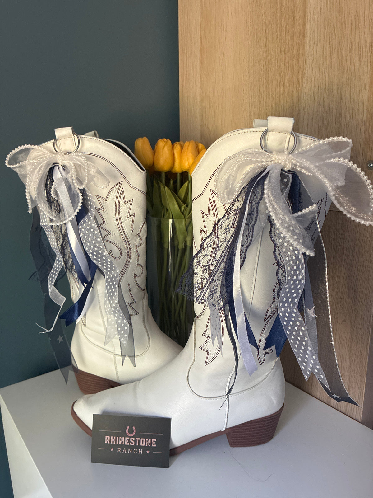 Pearl, Silver Stars & White Polka Bows