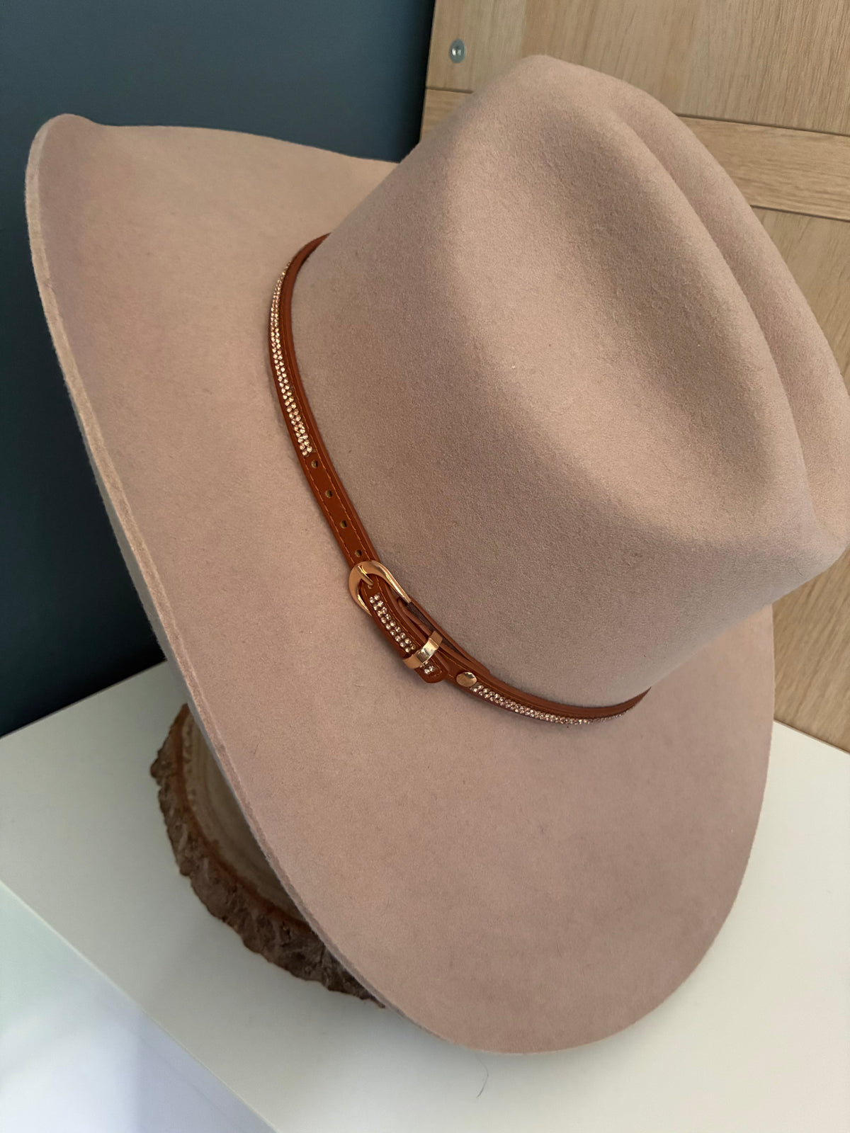 Tan Rhinestone Hat Band