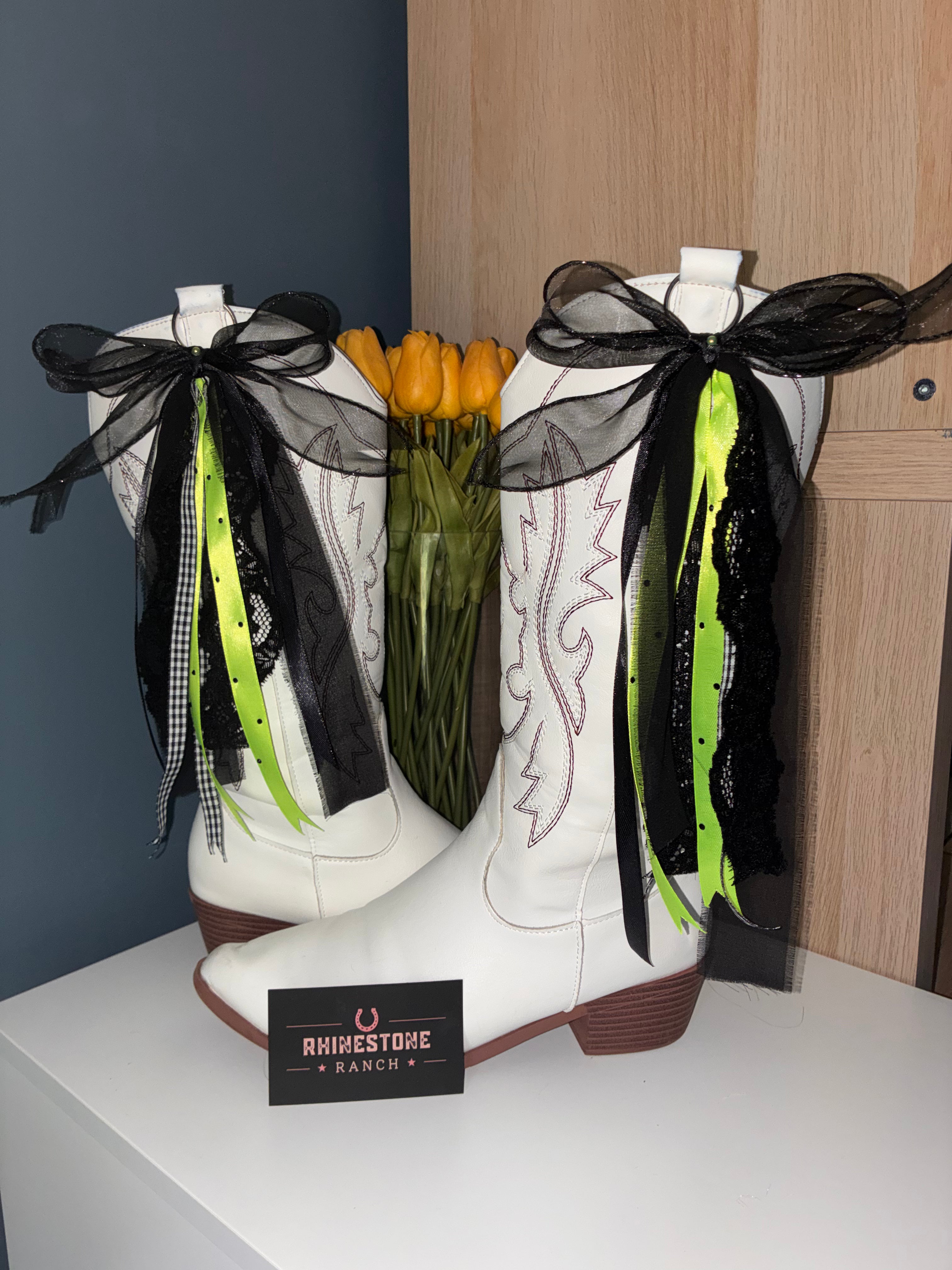 Neon Green & Black Bows