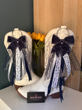 Navy & White Star Bows