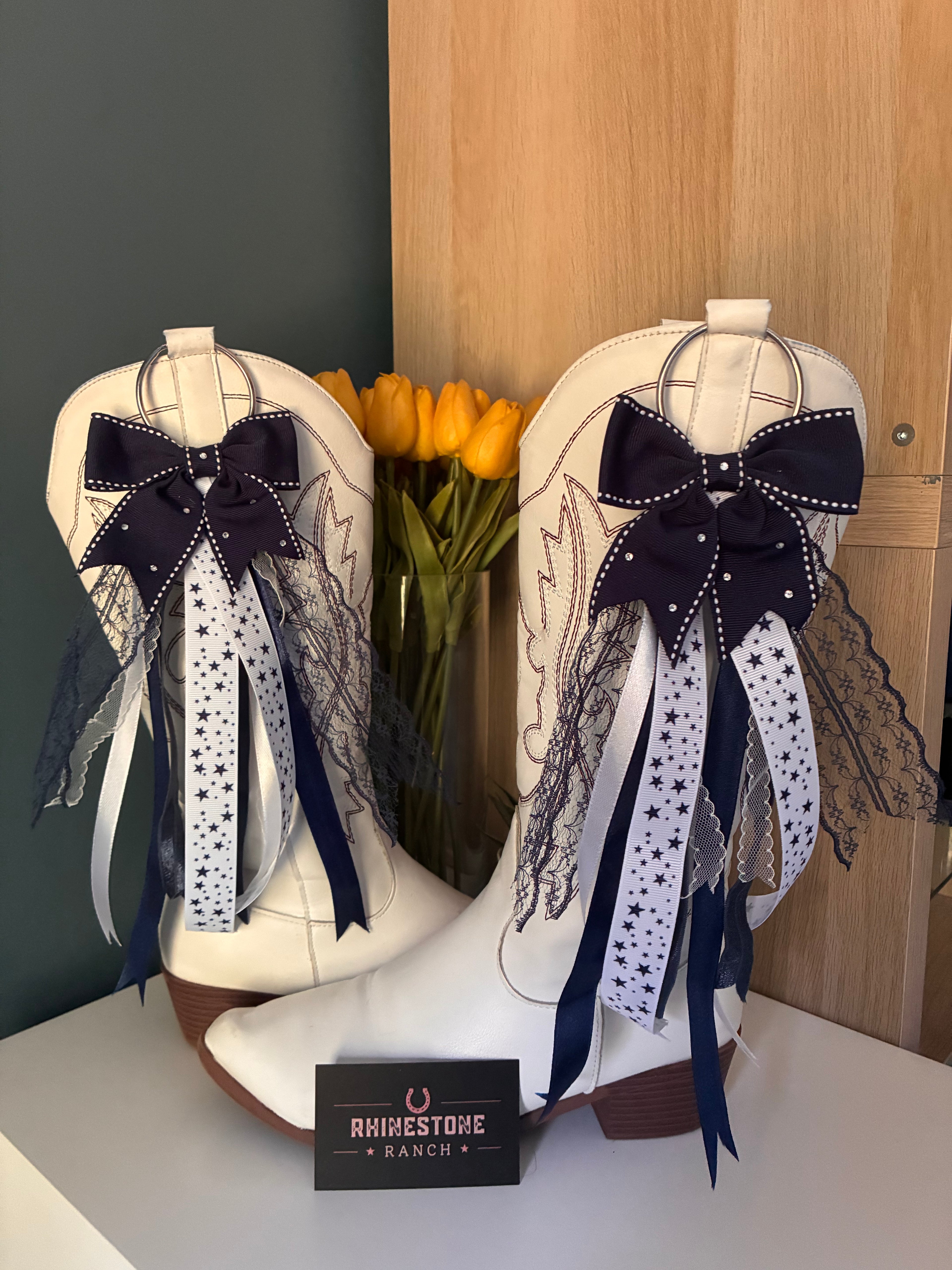 Navy & White Star Bows
