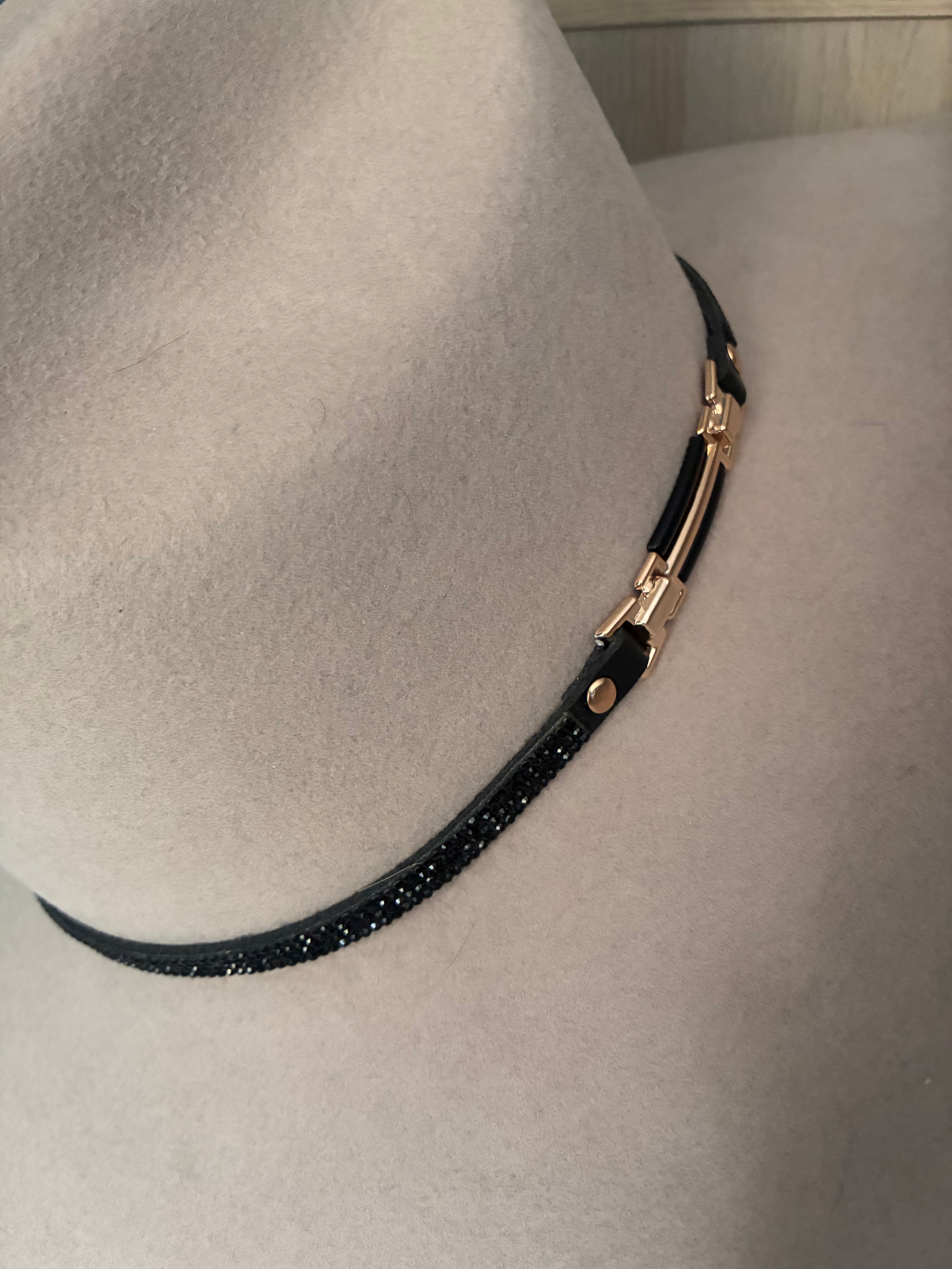 Black Rhinestone Hat Band