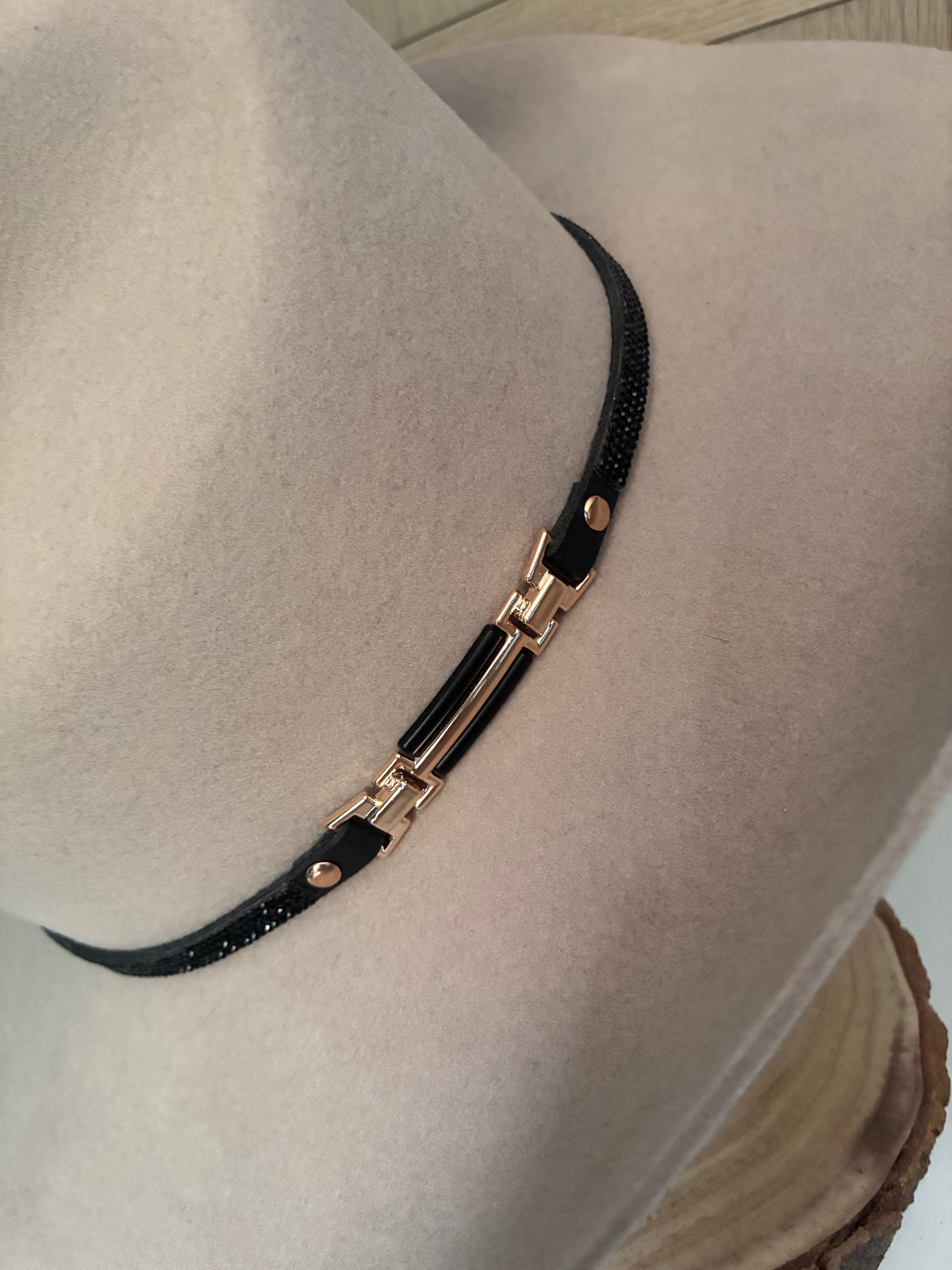 Black Rhinestone Hat Band
